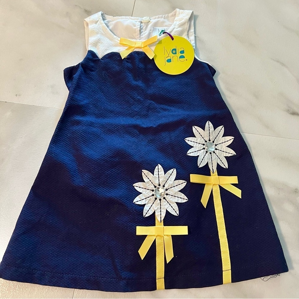 Lydia Jane navy flower dress 100% cotton 18 month NWT